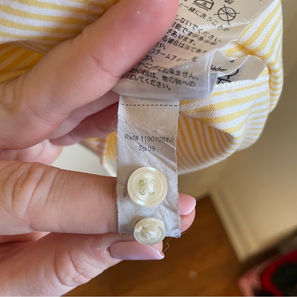 Eddie Bauer Yellow & White Striped Button-Down Collared Long Sleeve Shirt - L - Picture 8 of 12